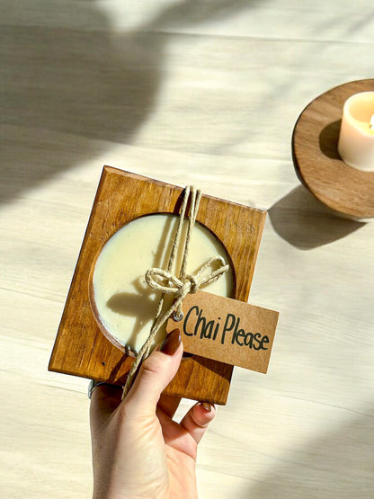 Mini Square Wood Bowl Candle