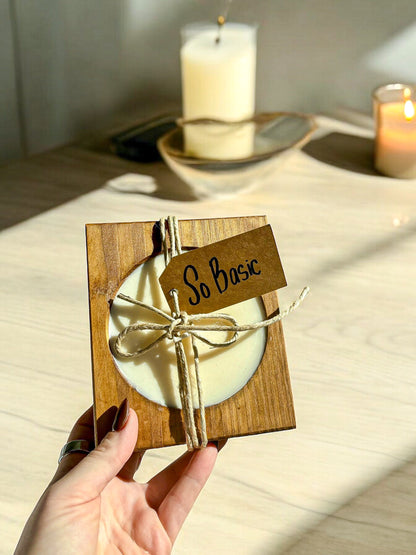 Mini Square Wood Bowl Candle